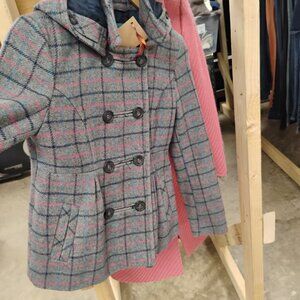 AEROPOSTALE PLAID HOODED PEA COAT (SIZE SMALL)